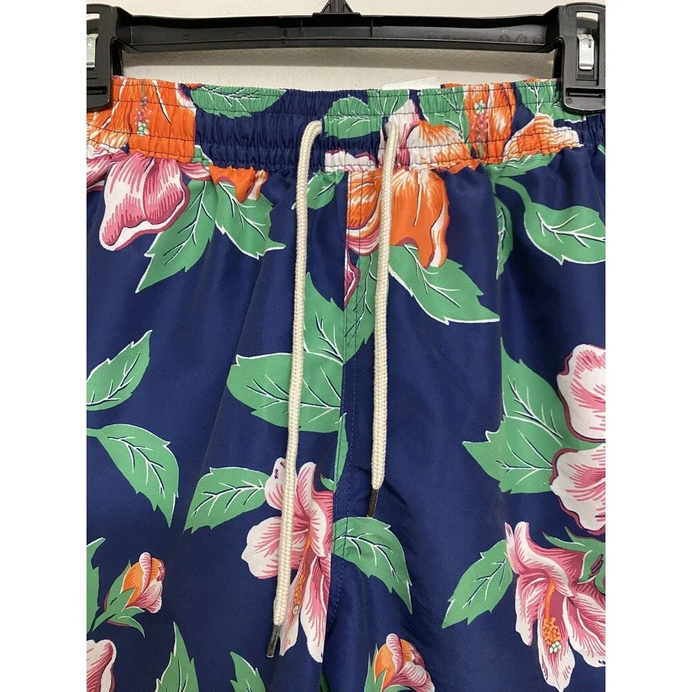 Polo Ralph Lauren Traveler Swim Trunks Men’s M Navy Tropical Floral Beach Lined
